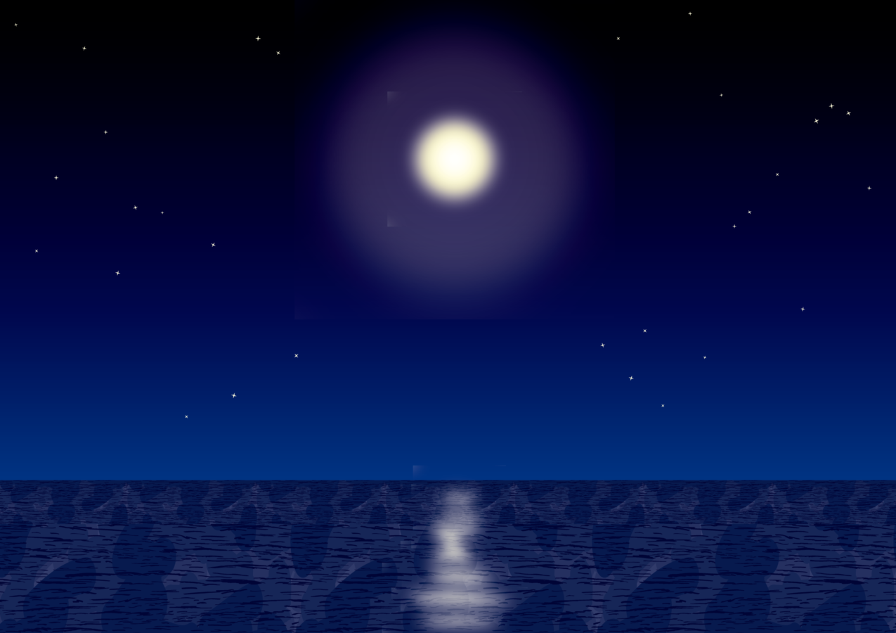夜の海を照らす月